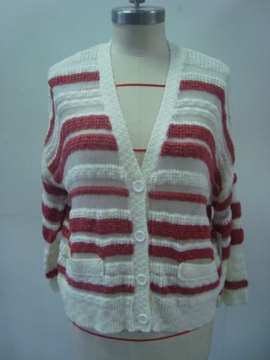 women's stripe button cardigan sweater