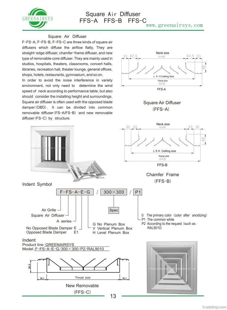 square air diffuser