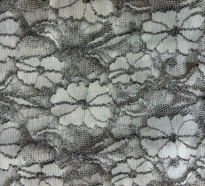 Silver filament 9688# lace fabric