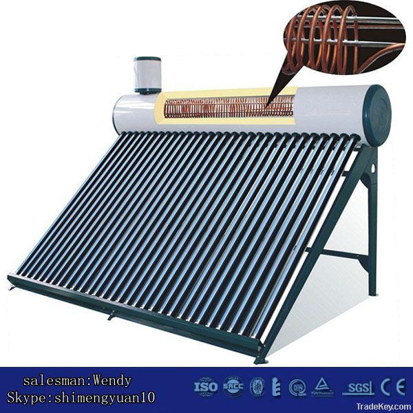 evacuated tube copper coils solar low pressure solar water heater