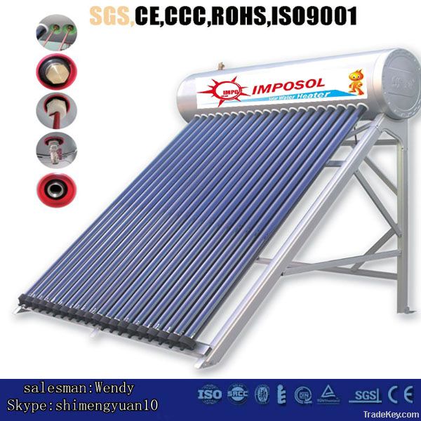heat pipe vacuum tube pressurized solar hot water system