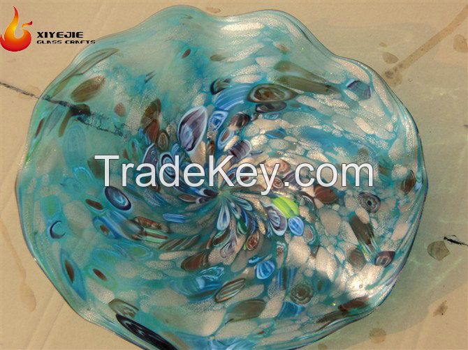 Murano Hand Blown Glass Art Plates Sculpture For Wall Hanging