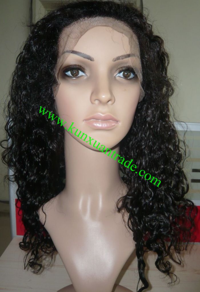 Hot Curly 100% Brazilian Virgin Human Hair Full Lace Wig