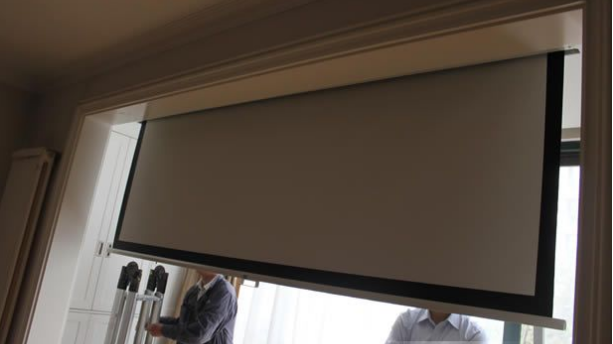 Ceiling recessed Motorised Projector Screen with Remote Control