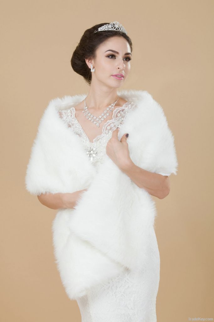 White Faux Fur Special Occasion/ Wedding Shawl