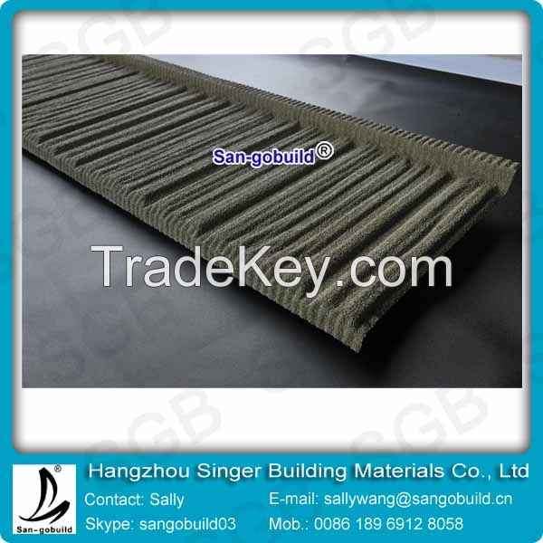 Wood Type Stone Coated Brown Color Metal Roof Tile