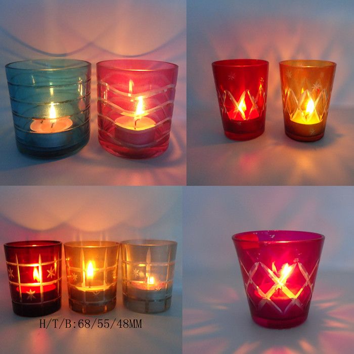 colored hand carved glass candle holder for wedding centerpiece
