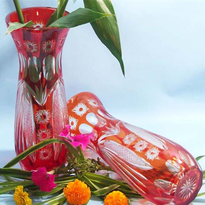 exquisite carved glass vases