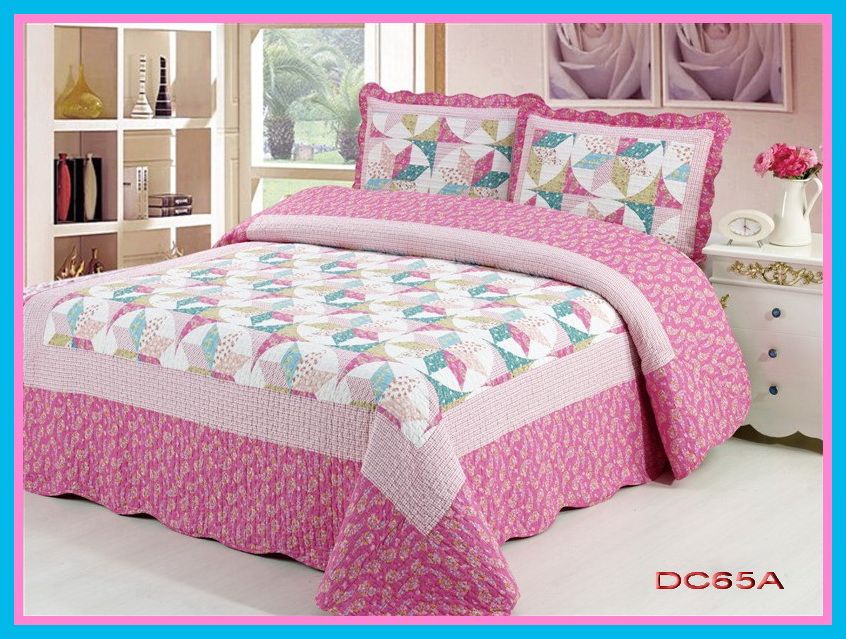 Poly Patchwork Bedding Set Patchwork 100%Cotton Quilt Bed Setting 3PCS & 4PCS