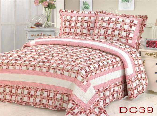 plaid patchwork bedding sets  Patchwork 100%Cotton Quilt Bed Setting 3PCS & 4PCS