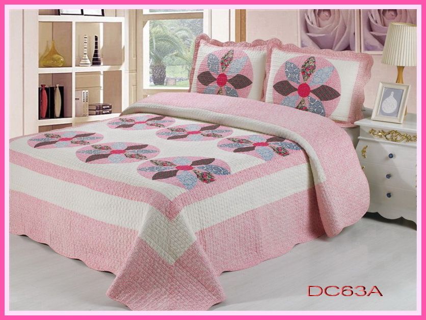 Poly Patchwork Bedding Set Patchwork 100%Cotton Quilt Bed Setting 3PCS & 4PCS