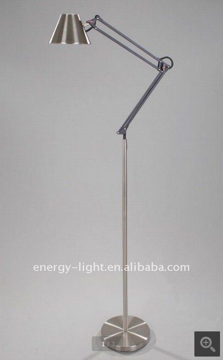 contemporary brushed nickel metal adjustable floor lamp