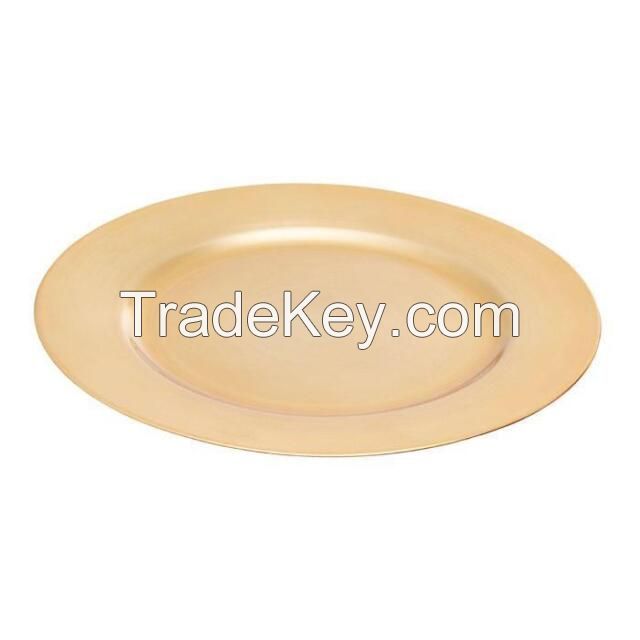 Premier Housewares Charger Plates 33cm Gold Decorative Charge Plates Flat Style