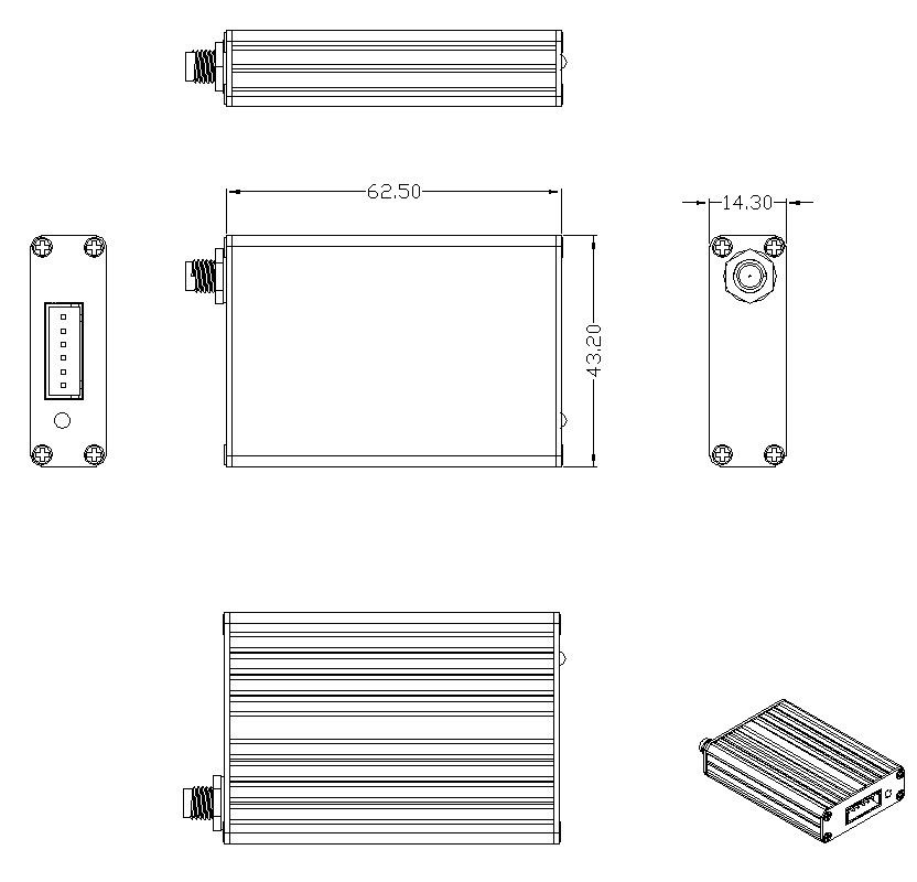 433Mhz 2.5km wireless transmitter and receiver with rs232 interface