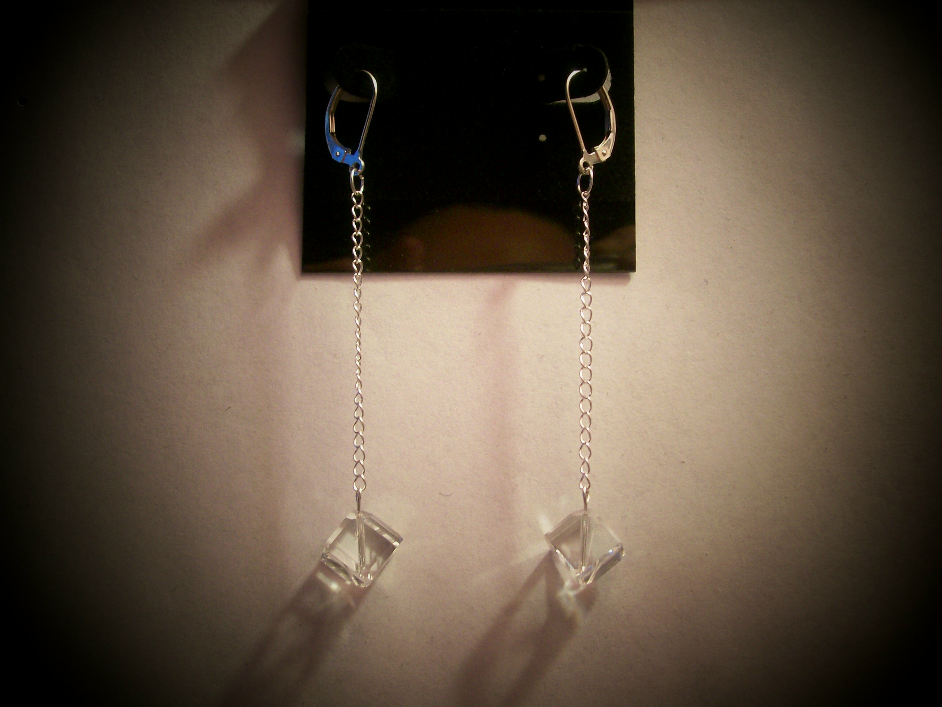 Sterling Silver Genuine Clear diamond cut style crystal earrings