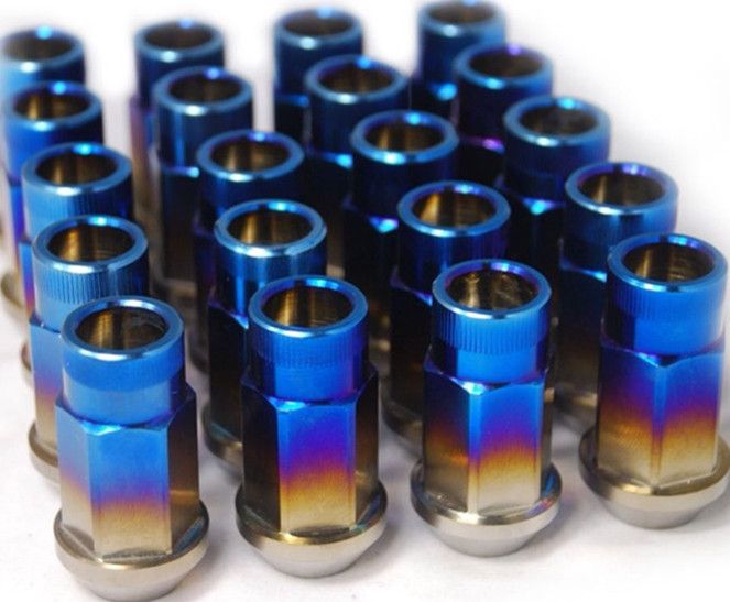 Titanium alloy 45MMOpen-ended Burning Blue lug nuts auto parts