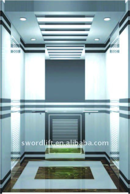 MRL residential passenger elevator etched stainless steel cabin