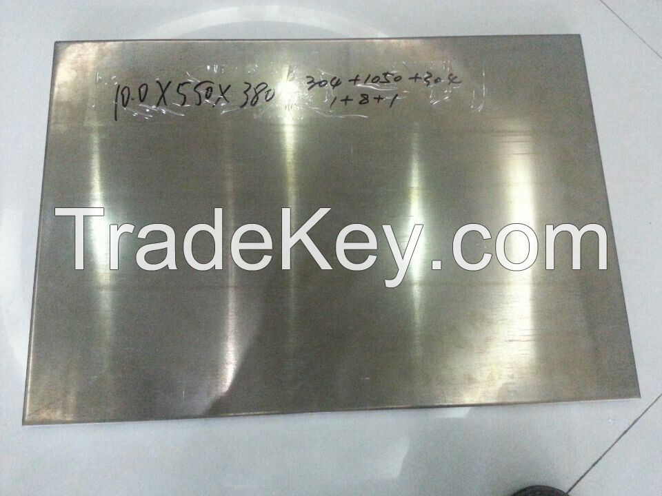 aluminum clad plate/stainless steel/Aluminum/stainless steel clad plate for premium cookware (304+AL1050+304) 1mm+8mm+1mm