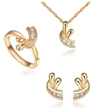 Puzzle 18k gold plated jewelry set