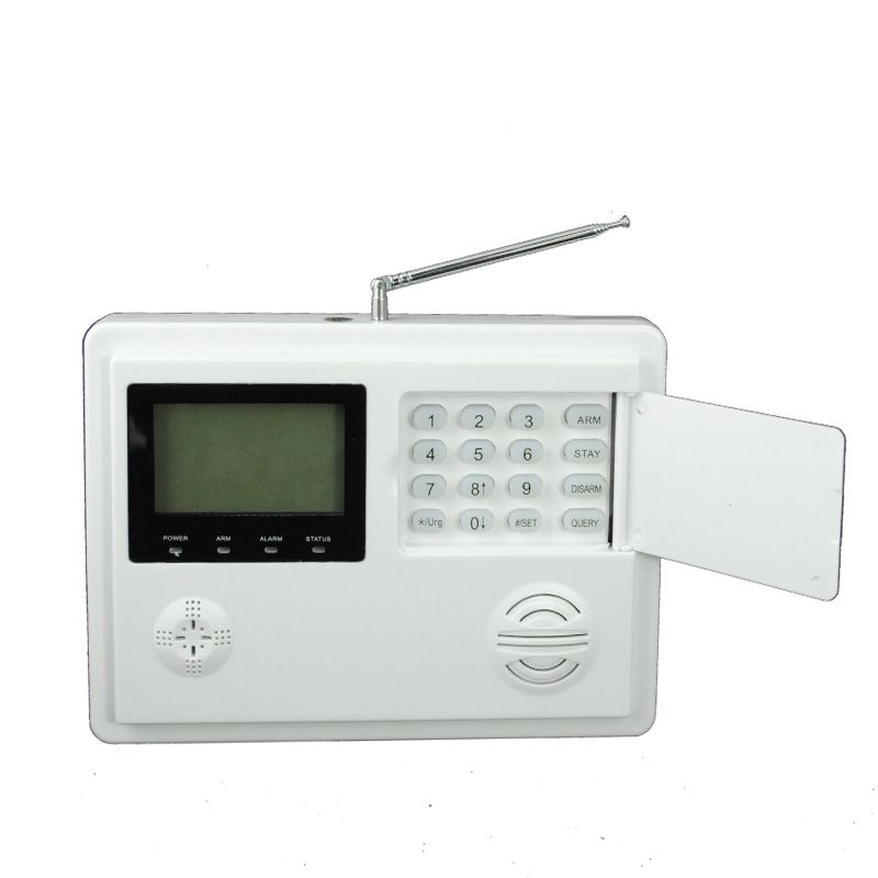 Dual network alarm system with LCD display and soft keypad