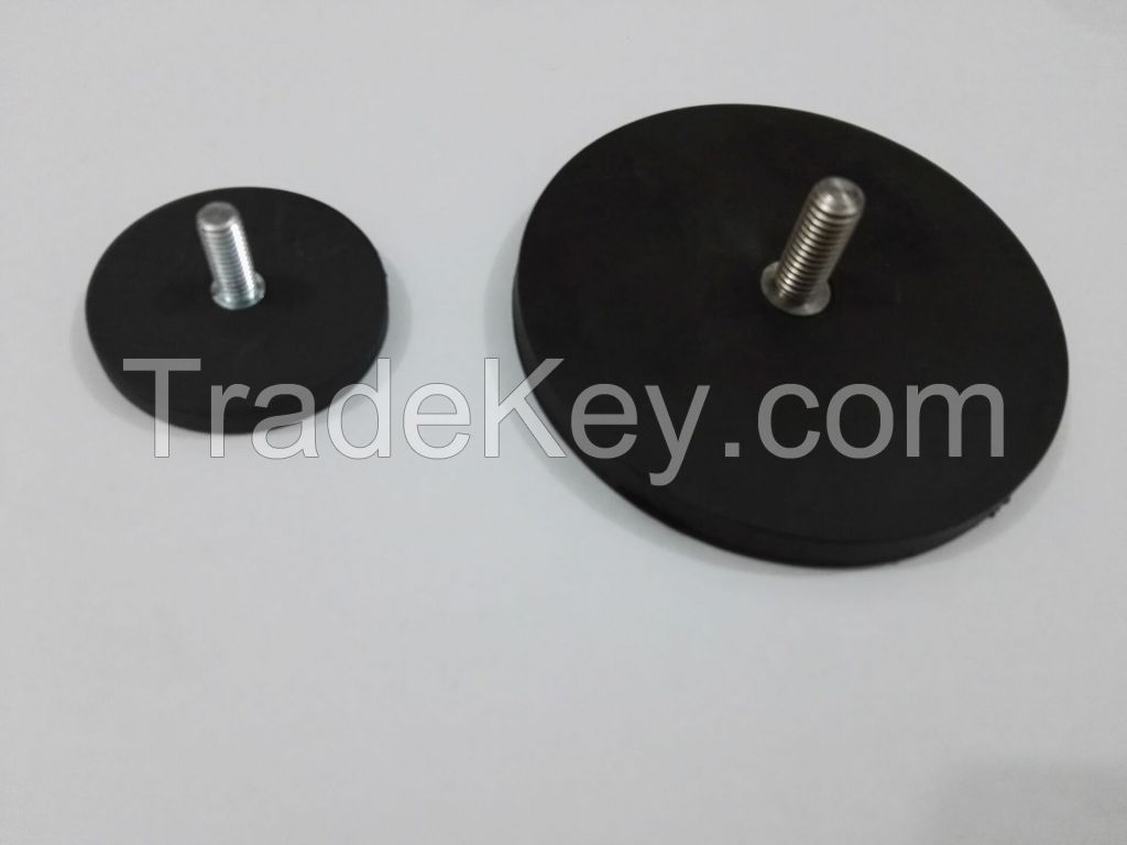 Rubber Coating Magnets In Protective Steel Holding Pot