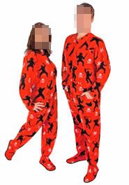 Pirates vs. Ninjas Print Fleece Footed Pajamas