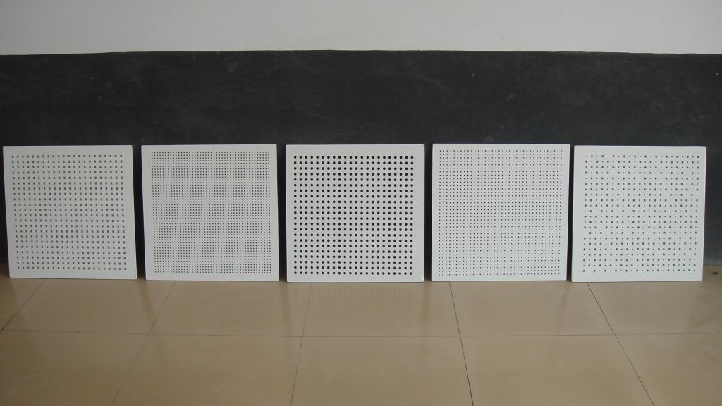 PVC laminated perforated gypsum ceiling tiles