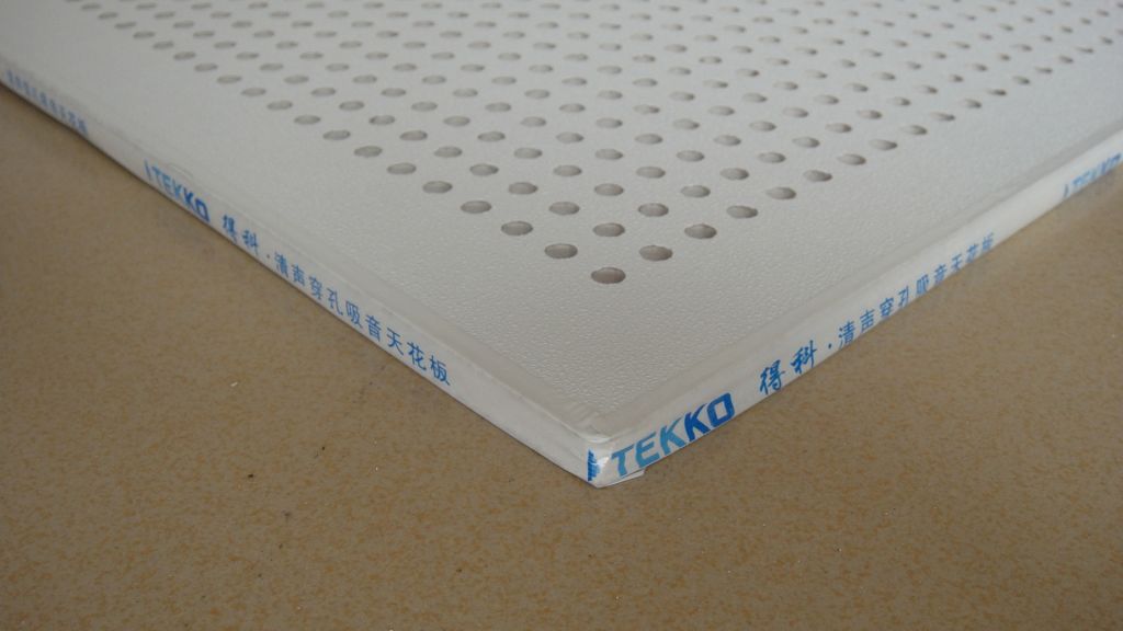 PVC laminated perforated gypsum ceiling tiles