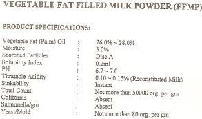 Fat filled milk powder