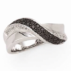 Black And White Diamond Swirl Ring