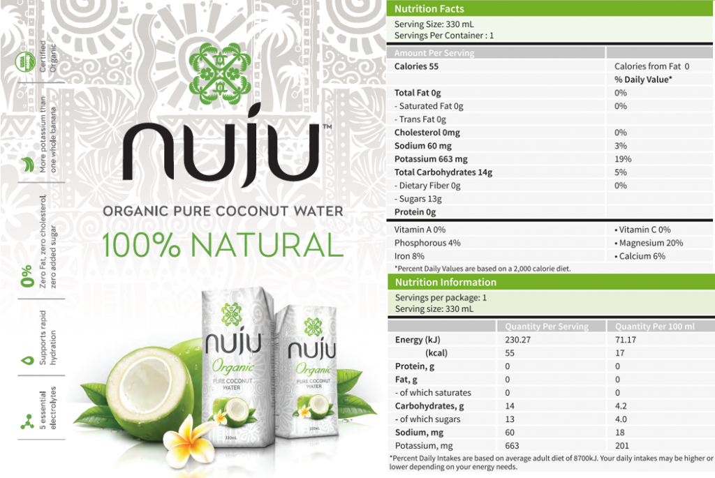 Nuju 100% Pure Organic Coconut Water 