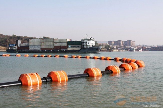 Floater for sand dredging project with UHMWPE pipe