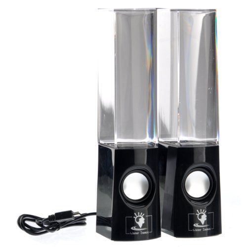 USB Powered Colorful LED Fountain Light Table Lamp Dancing Water Mini Music Speakers for MP3 Mobile Phones PC