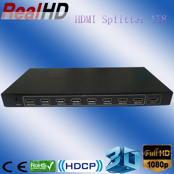 HDMI Amplifier Splitter 1x8 CEC Support 3D