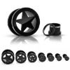 Black star titanium plated ear plug tunnel piercing jewelry