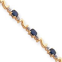 Yellow Gold 0.01CT Completed S-Link Diamond/Sapphire Bracelet