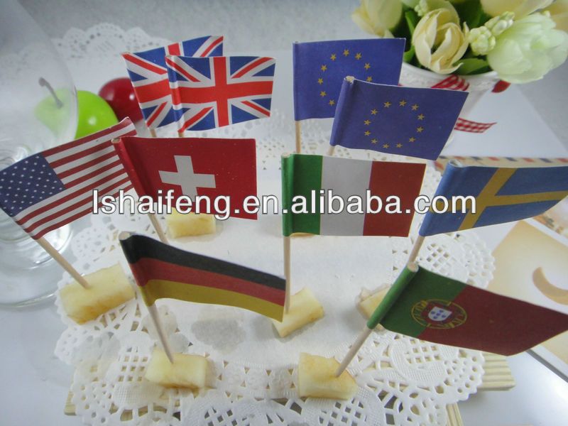6.5cm different country flag toothpick 