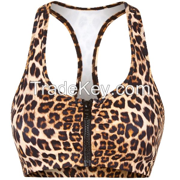 removable cup custom sublimated zipped padded sports bra