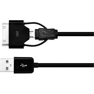 Grandmax PiggyBack 2-in-1 30-pin Mico USB Combo Cable for Apple/Android M30PBK