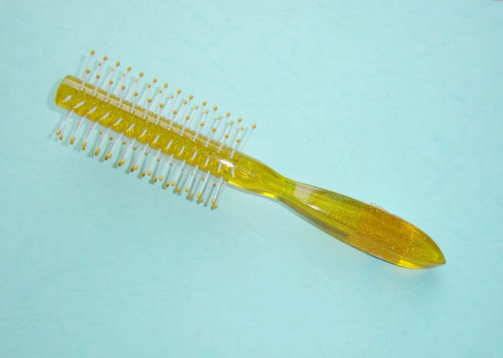 Transparent Round Yellow Detangling Hairbrush