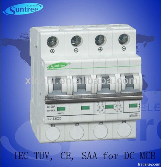 DC1000V 63A DC Circuit breaker for solar switch has passed IEC, TUV