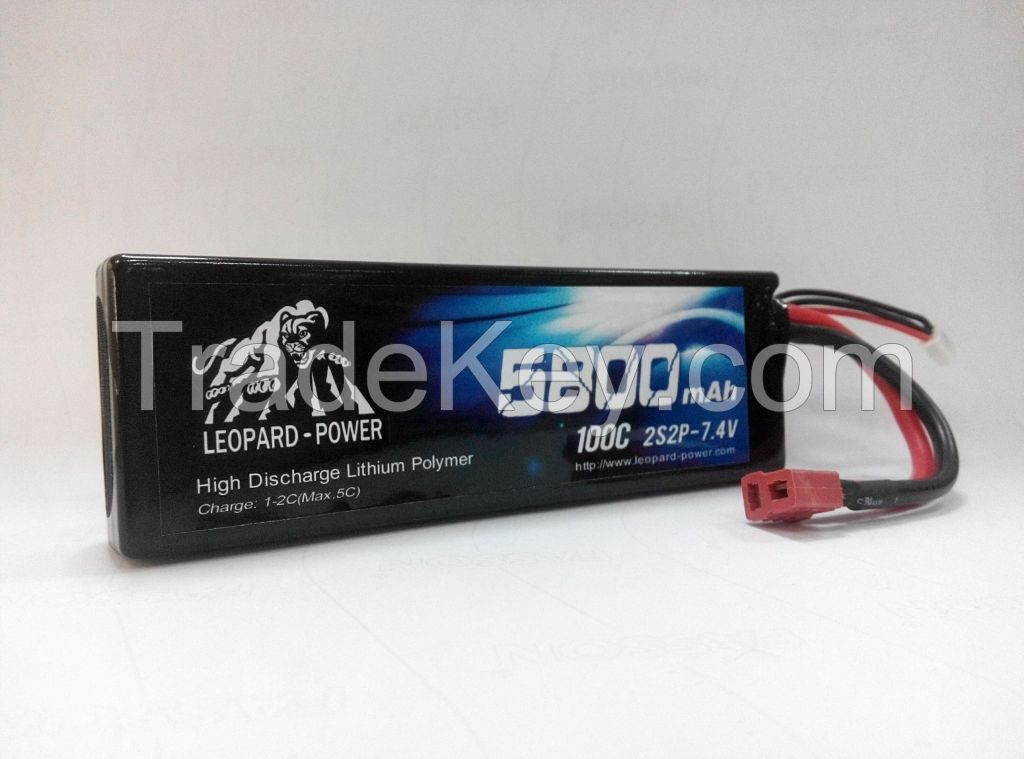 Leopard Power lipo battery 5800 100C 2S2P for RC model, RC car 