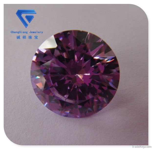 Lighe purple Round Brilliant Cut CZ synthetic loose gems
