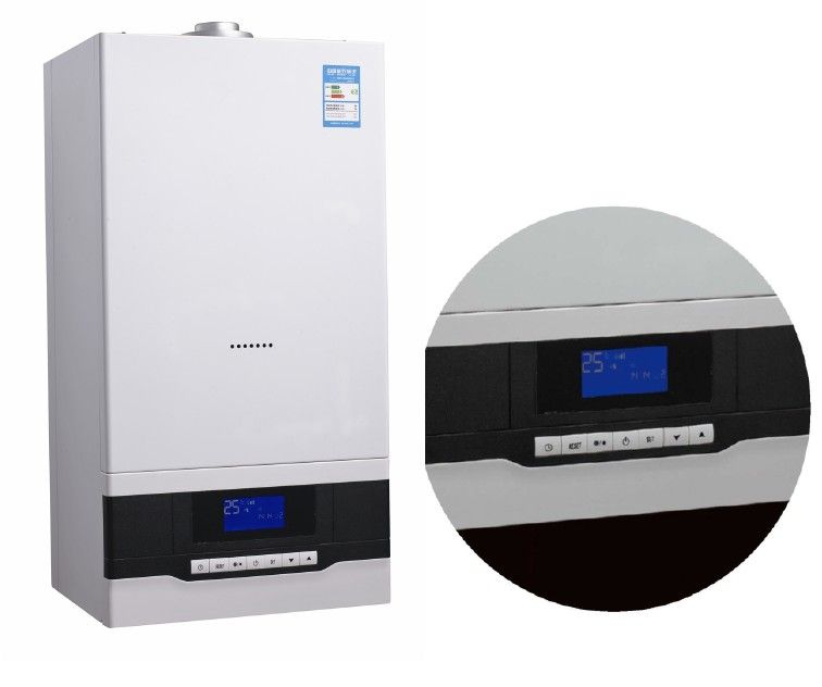 Wall mounted gas boiler with digital LED display