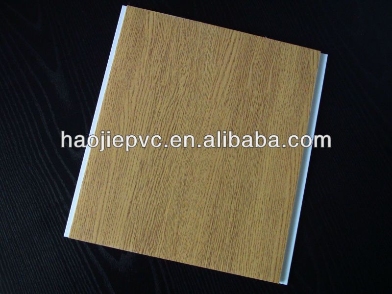 smooth & filat wood grain surface plastic material pvc ceiling panel by printing