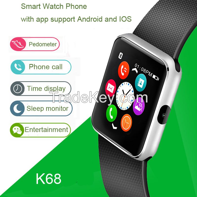 Bluetooth smart watch with APP for IOS phone and Android phone(K68)