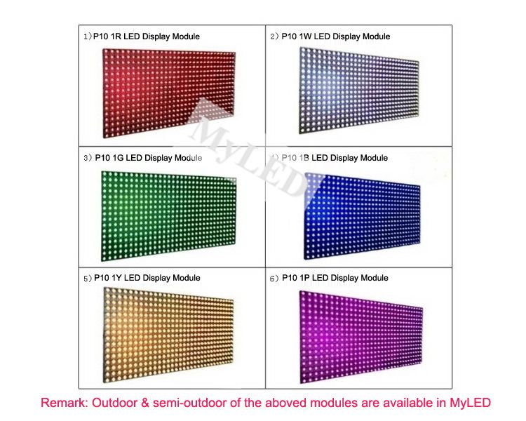 P10 Mono Color RED/Green/Blue/Yellow/White/Pink LED Display Screen Moduel