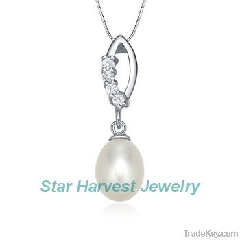 natural freshwater pearl silver necklace