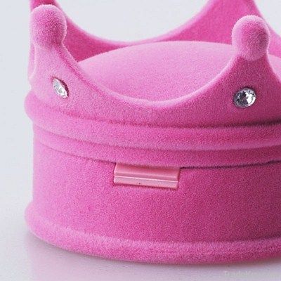 cute princess crown pink flocking jewelry box