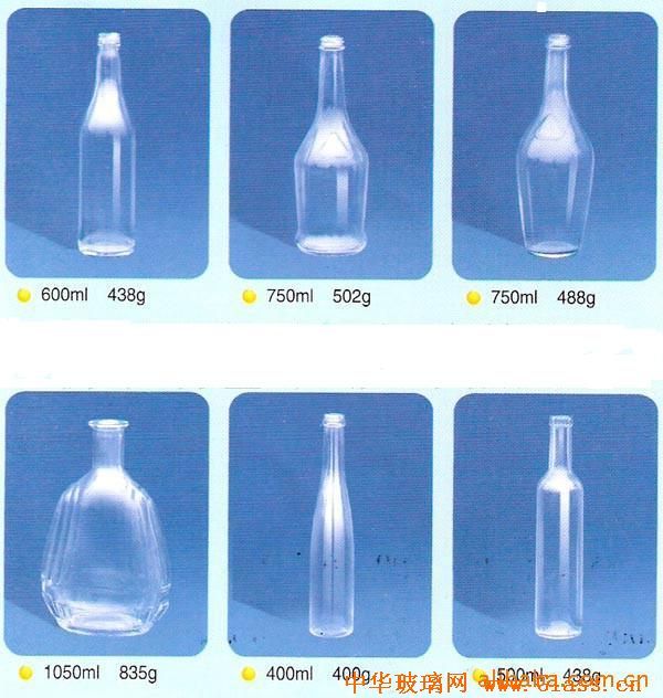 Different kinds of glass bottles